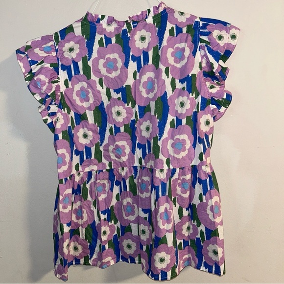 JODIFL Pink and Blue Ruffled Sleeveless Blouse - Picture 4 of 5